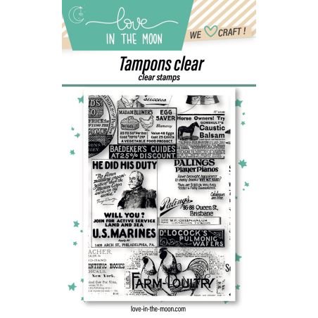 Planche de tampons - Texture journaux - Love in the Moon Planche de tampons - Texture journaux - Love in the Moon