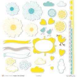 Set papiers Lemon - 6 papiers 30,5x31,5 cm + 6 papiers 12x30,5cm