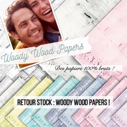 Set papiers Woody Wood Papers - 6 papiers 30,5x31,5 cm + 6 papiers 12x30,5cm