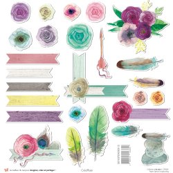 Set papiers Au vert - 12 papiers : 6 papiers 30,5x31,5 cm + 6 papiers 12x30,5cm