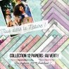 Set papiers Au vert - 12 papiers : 6 papiers 30,5x31,5 cm + 6 papiers 12x30,5cm