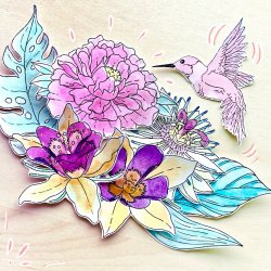 2 sellos transparentes Frida Kahlo® “Colibríes”