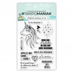 Set de 12 tampons clear Avec des paillettes... - 10x15 cm