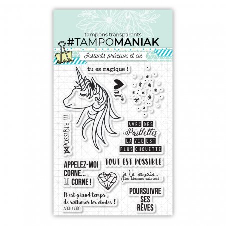 Set de 12 tampons clear Avec des paillettes... - 10x15 cm
