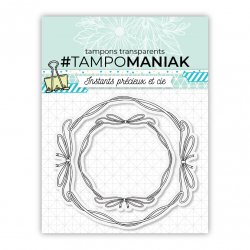 Tampon cadres rubans ronds - combinable avec tampons - 10x10cm