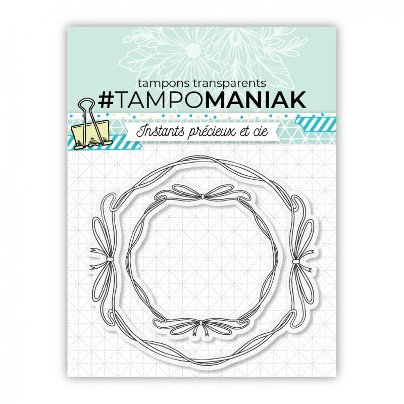 Tampon cadres rubans ronds - combinable avec tampons - 10x10cm