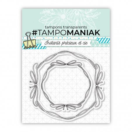 Tampon cadres rubans ronds - combinable avec tampons - 10x10cm