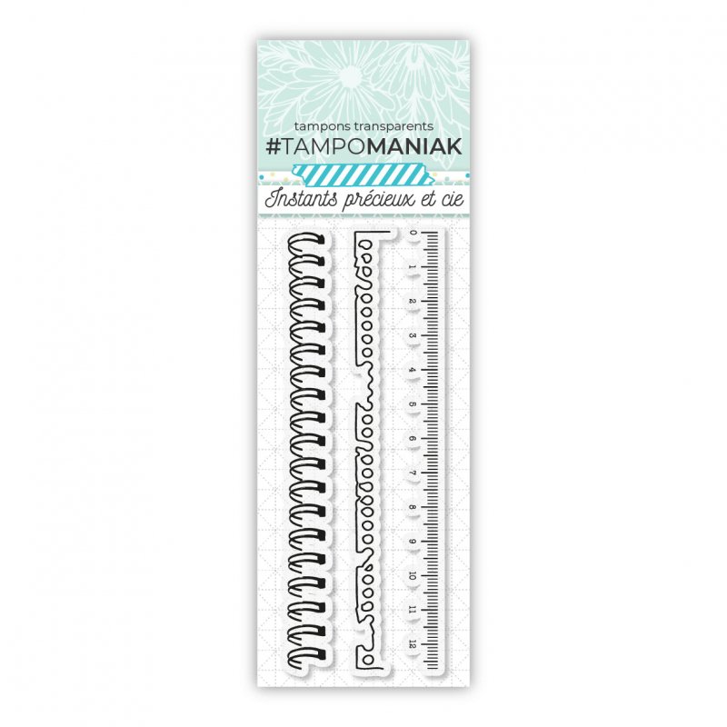 Set de 3 tampons clear Règle et reliures - 13x5,5cm