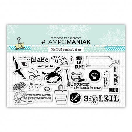 Set de 19 tampons clear Vacances à la mer - 10x21cm