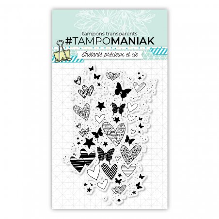 Sello transparente Vuelo de corazones y mariposas - 10x15 cm