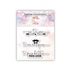 Set de 3 tampons- Je t'aime, tu me manques - 7,5x7cm