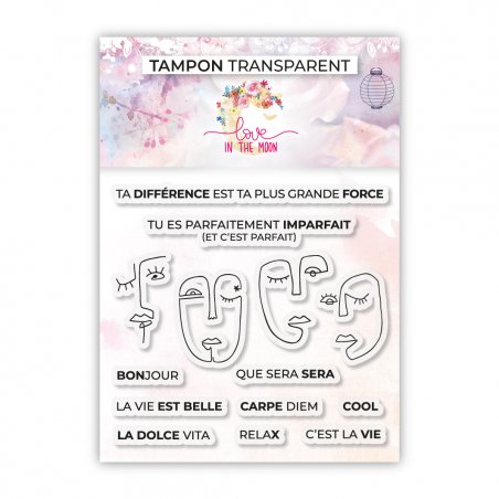 Set de 14 tampons - Visages & expressions - 10,5x10cm Set de 14 tampons - Visages & expressions - 10,5x10cm