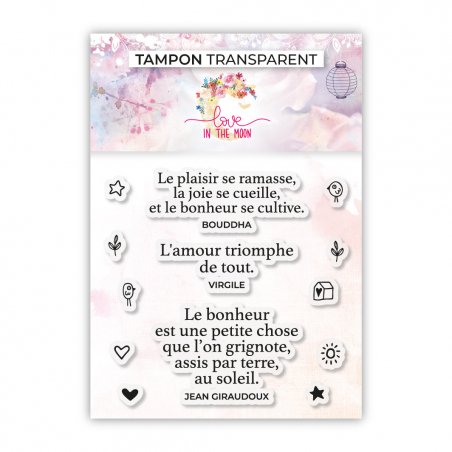 Set de 13 tampons - Citation & petits motifs - 10,5x10cm Set de 13 tampons - Citation & petits motifs - 10,5x10cm