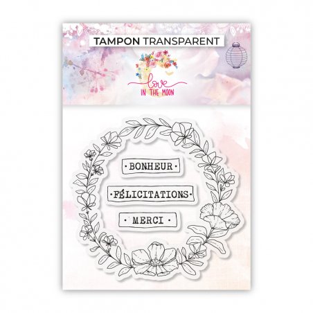 Set de 4 tampons - Merci, bonheur, félicitations - 10,5x10cm Set de 4 tampons - Merci, bonheur, félicitations - 10,5x10cm