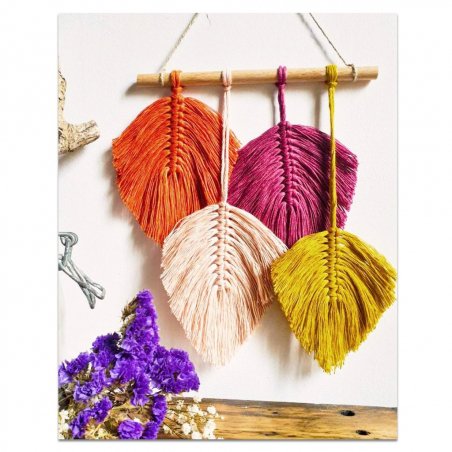 Kit Macramé Mini-Suspension - 4 Plumes Kit Macramé Mini-Suspension - 4 Plumes