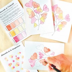 Kit Aquarelle Artisanale "Tendres Ginkgos"