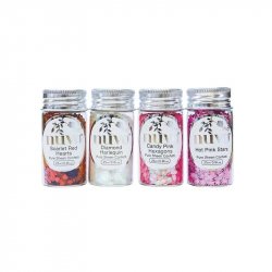 Confettis : Coeurs Rouge, Losange Blanc, Hexagone Rose, Etoiles Rose